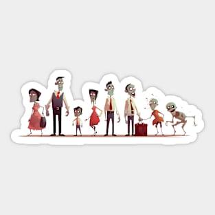 Spooky Halloween Zombie Family Sticker